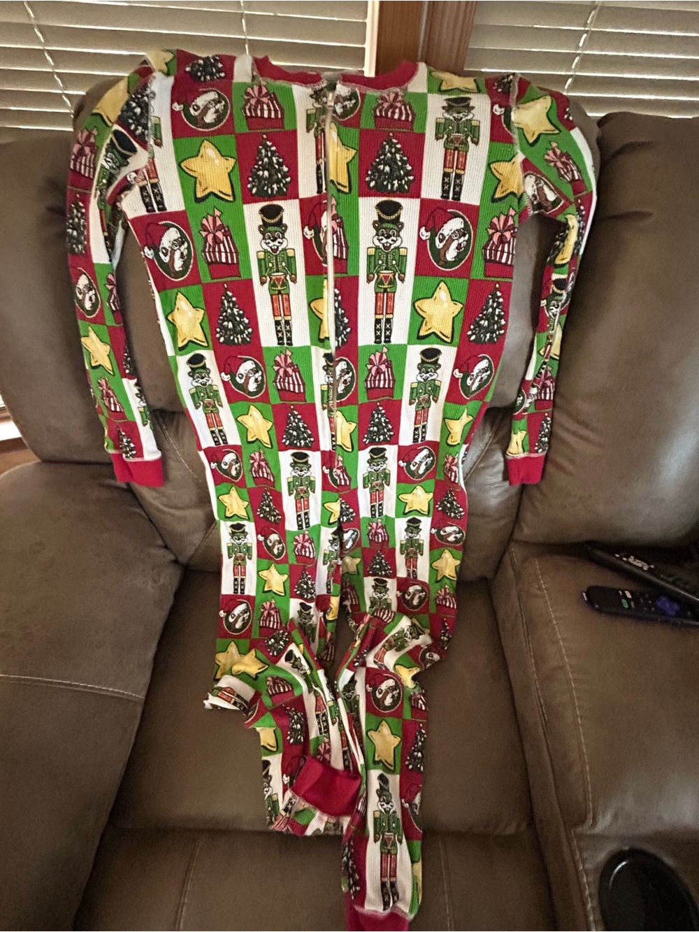 Adult BUC-EES Nutcracker Print One-Piece Pajamas - Red & Green